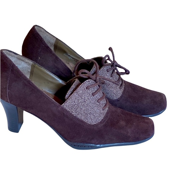 Aerosoles Cincinnati oxford brown genuine suede leather shoes women  7.5 - Picture 3 of 11